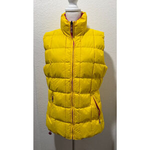 Down Avalon Femme Los Angeles Womens L Puffer Vest Yellow Pink Zip Reversible